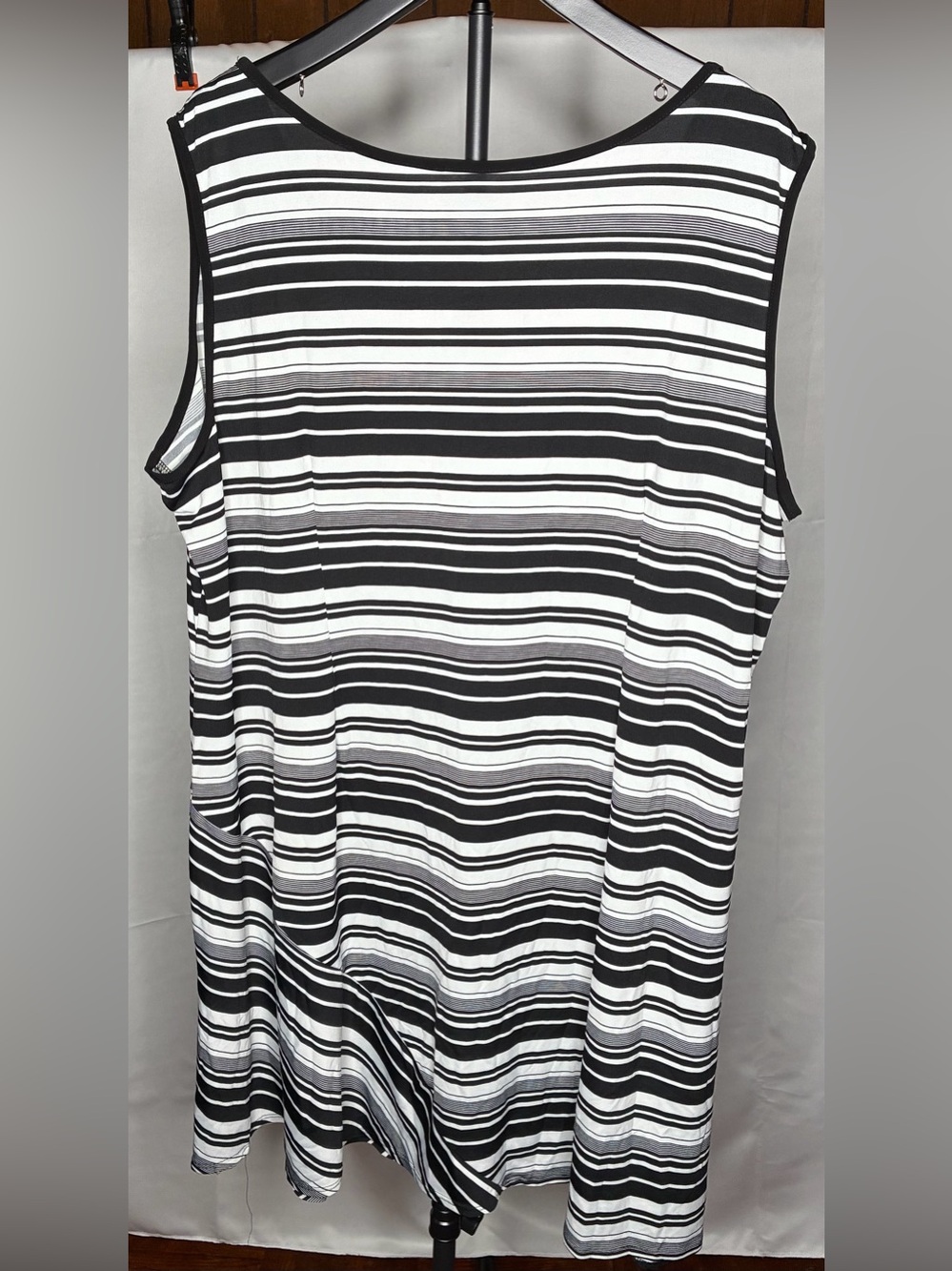 Sleeveless Black & White Striped Women’s Dress - Picture 2 of 3